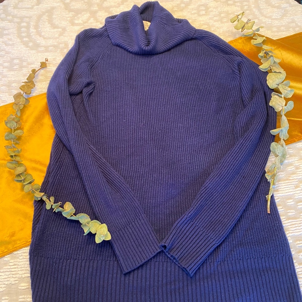 Oversided Turtleneck Tunic Sweater